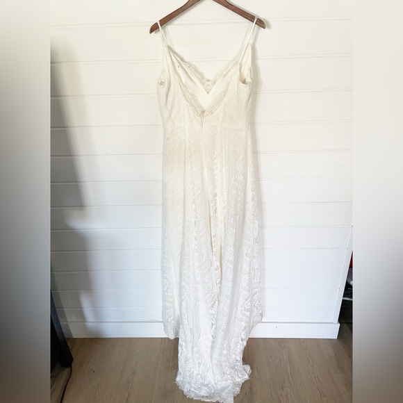 Melissa Sweet Leaf Pattern Lace A-Line Wedding Dress Size 14 - Picture 8 of 17